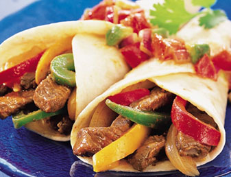 Fajitas de ternera con salsa de guacamole