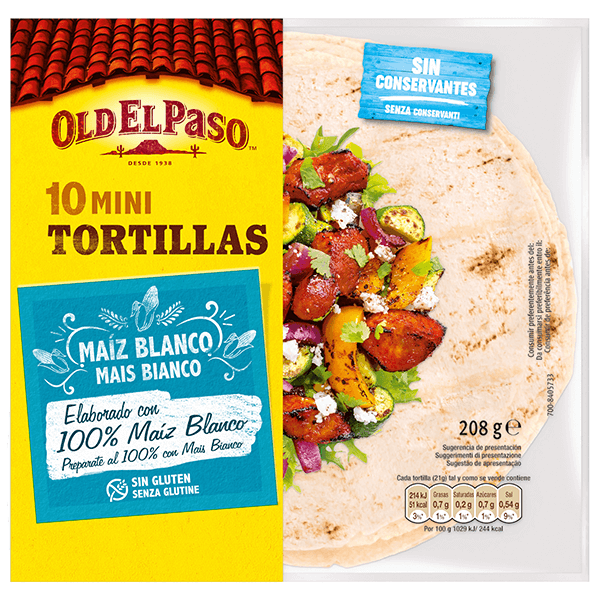Un paquete de 10 mini tortillas de maíz Old El Paso, 208 g