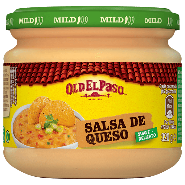 Un frasco de vidrio de salsa de queso suave Old El Paso, 320 g