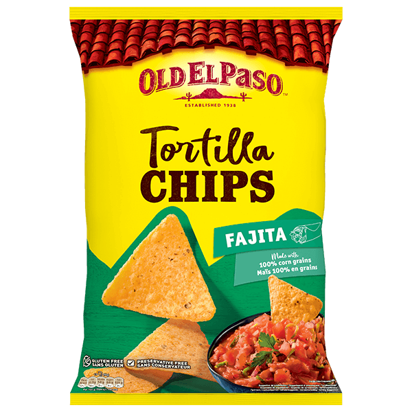 un paquete de chips de fajita de tortilla Old el paso